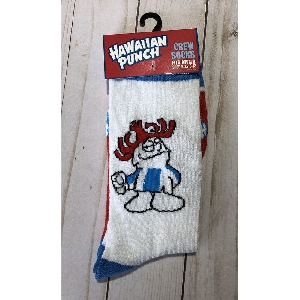 Hawaiian Punch Novelty Funky Crew Socks Sz 6-12 Adult Pair Odd Sox Fun Gift NEW